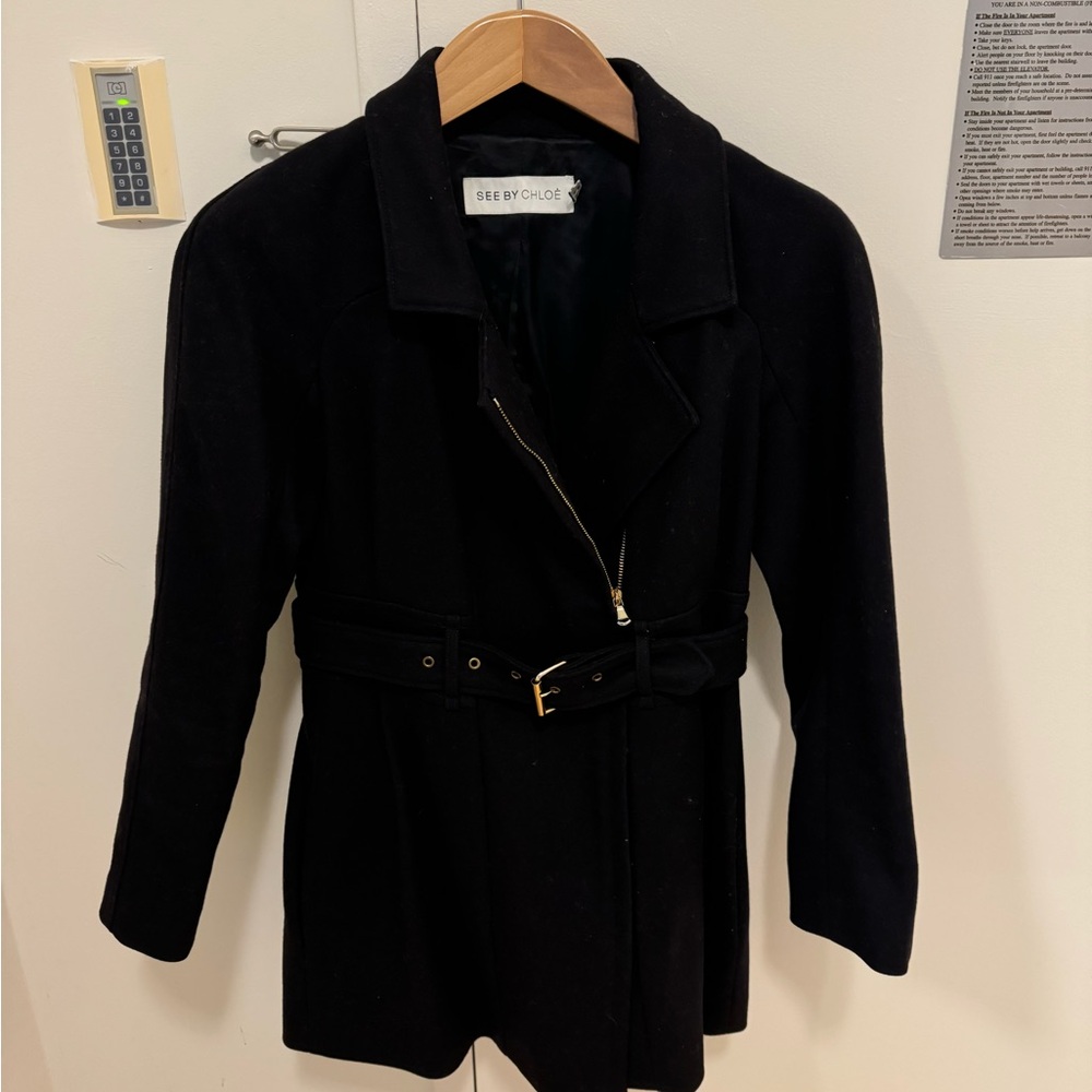 SEE by Chloe Navy pea coat size 4